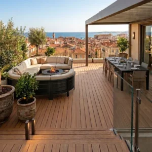 דק סינטטי פרימיום – דגם טכנו טיק (Premium WPC Decking – Techno Teak)